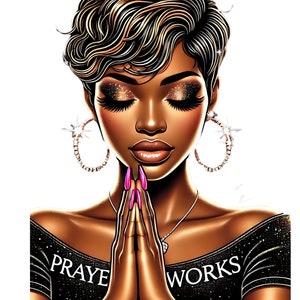 Praying Girl Png, Black Praying Woman PNG, Praying Clipart, Blessed Hands Clipart, African American Women Pray, Black Girl Clipart, Women