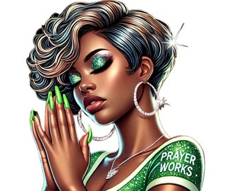 Praying Girl Png, Black Praying Woman PNG, Praying Clipart, Blessed Hands Clipart, African American Women Pray, Black Girl Clipart, Women
