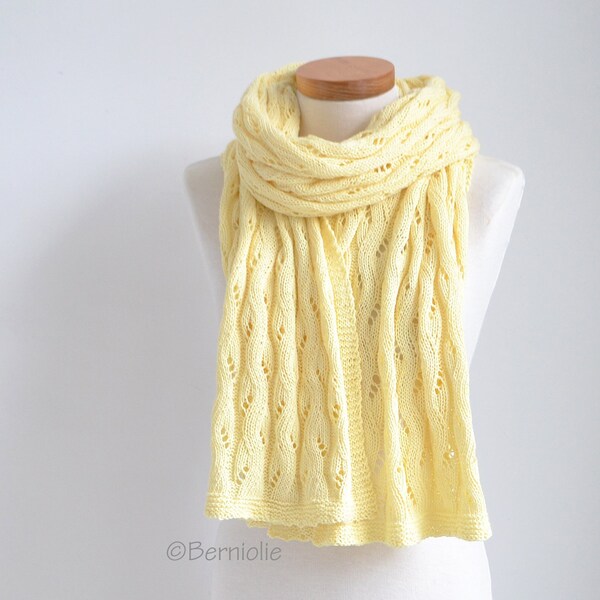 Knitted shawl, rectangle, knit scarf, wrap, cotton wrap, yellow wrap, rectangular shawl, READY TO SHIP, Z1106