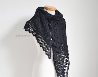 Crochet shawl, black shawl, black lace shawl, crochet wrap, triangle shawl, lace crochet shawl, READY TO SHIP, A1132