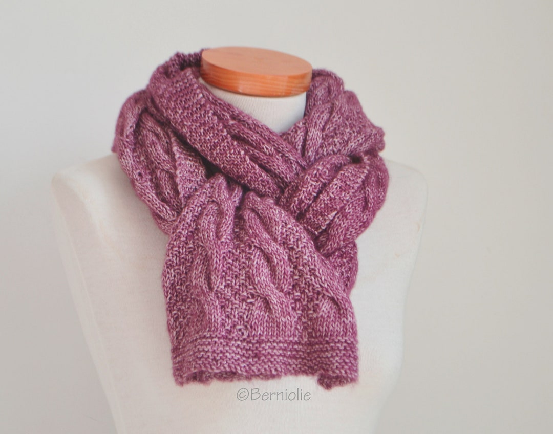 Knitted Shawl Rectangle Cable Knit Shawl Knit Scarf Etsy