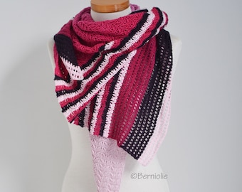 Lace crochet shawl, shades of pink, triangle, cotton scarf, pink lace wrap, READY TO SHIP, W816