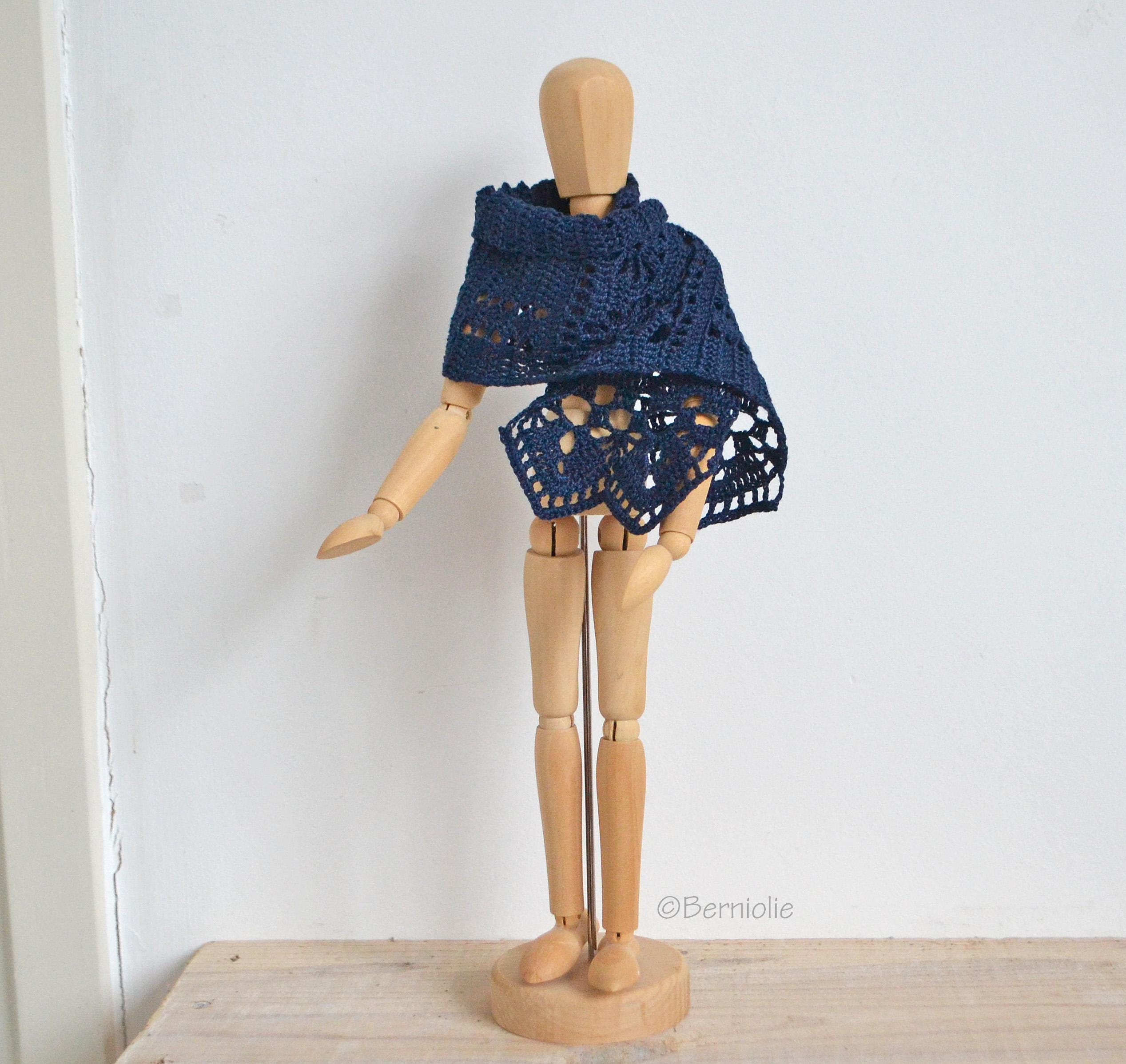 Crochet Doll Shawl, 1:6 Scale Cotton Lace Wrap, D15