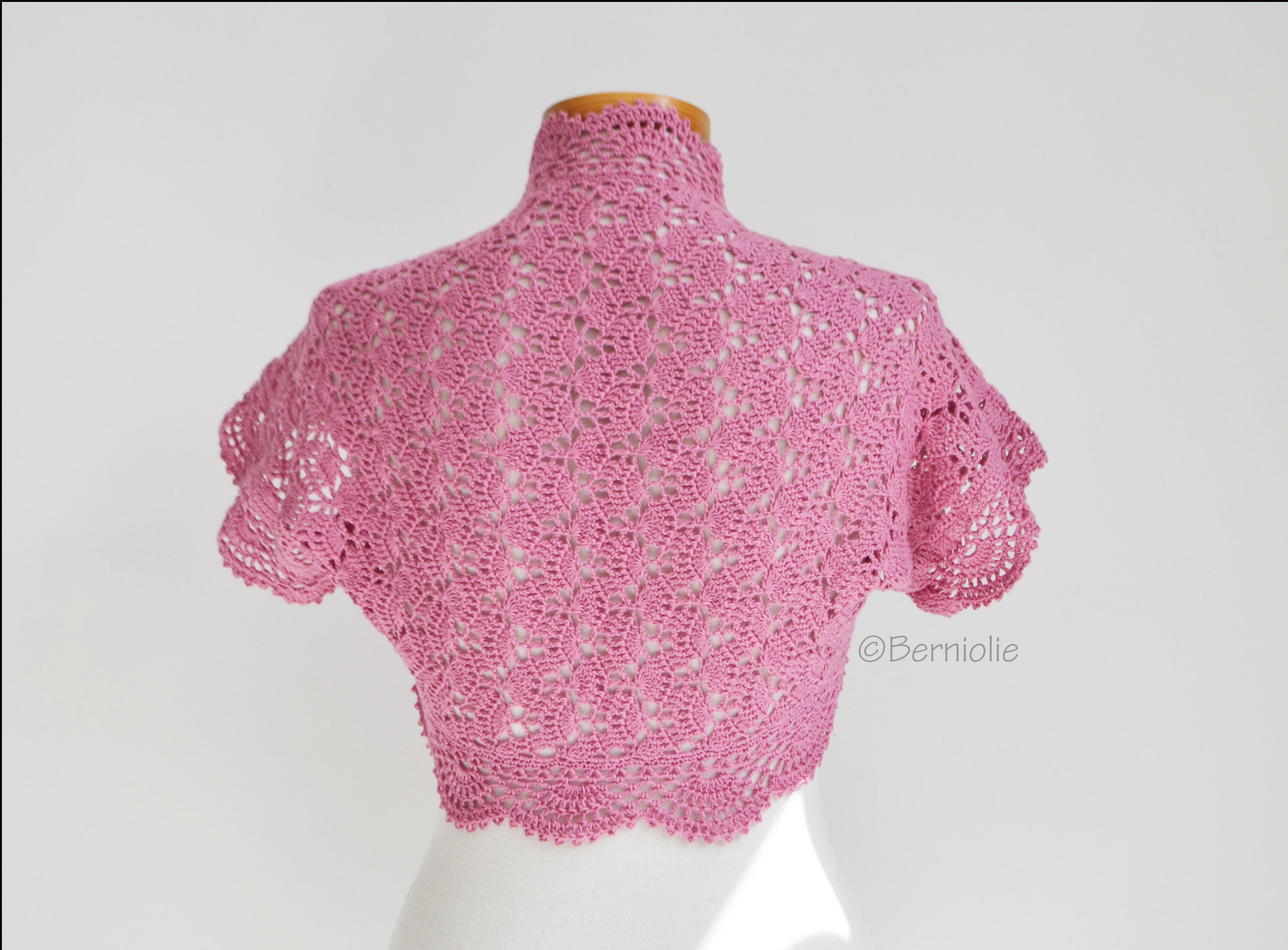 ★ PISCESS★ Solid Crochet Bolero Gray 5006091495 New Handmade Crochet Bolero Shrug Vest Short Sleeve Sweater