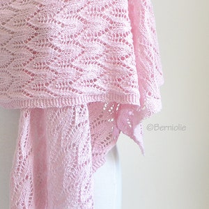 Knitted shawl, rectangle, pink, lace scarf, pink scarf, READY TO SHIP, Z1085