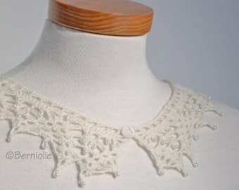 Lace crochet collar, bridal accessories, wedding collar, bride neck art, Ivory wedding necklace, alpaca neckpiece, P412