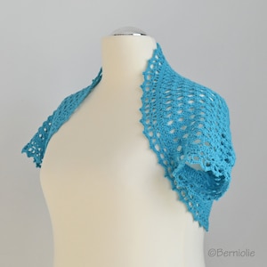 Crochet shrug, bolero, aqua, cotton bolero, summer cardigan, ladies shrug, Size L / XL,  Ready to ship, P479