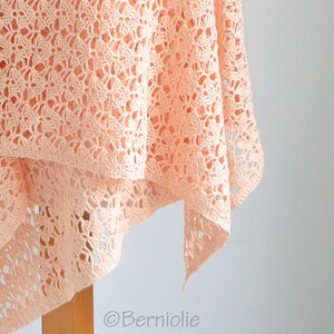 Crochet shawl, rectangle, peach, lace scarf, peach lace wrap, READY TO SHIP, Z1112 image 2