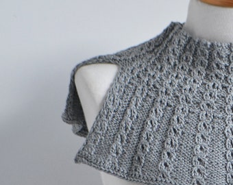 Gray knitted cowl, Shiny festive elegant collar cowl, A1121