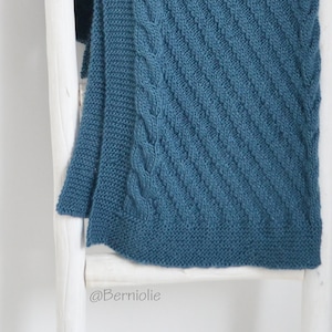 Gebreide deken, plaid, woondecoratie, blauw, gebreide Afghaans, schootdeken, kabeldeken, getextureerde plaid W870