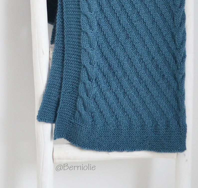 Knitted blanket home decor throw W870 blue