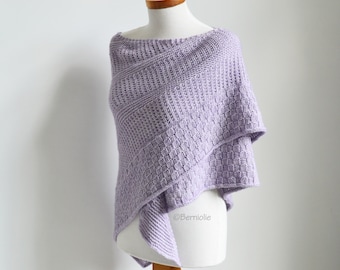 Knitted shawl, triangle, knit scarf, wrap, organic cotton wrap, coral red scarf, symmetrical triangle shawl, READY TO SHIP, Z1089
