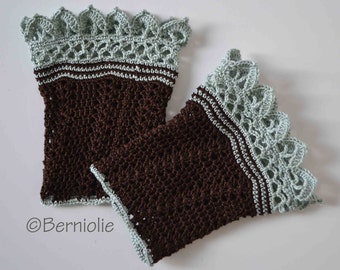 Poignets en dentelle crochet, coton, chauffe-mains, chauffe-poignets, bracelet, bracelets, P474