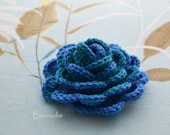 Crochet flower brooch, shawlpin, blue green I870