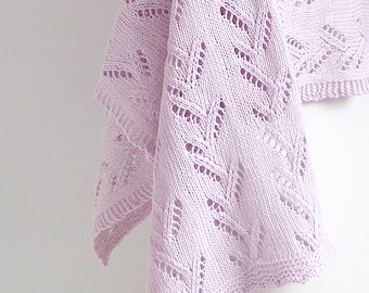 Knitted Lace Shawl, Pink Cotton Scarf, Rectangle, Z1115
