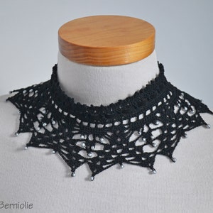 Lace crochet choker, black cotton, detachable removable collar necklace cotton lace crochet fake collar for clothes, P507