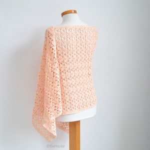 Crochet shawl, rectangle, peach, lace scarf, peach lace wrap, READY TO SHIP, Z1112 image 5