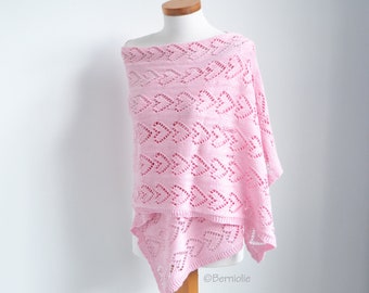 Knitted shawl, rectangle, knit scarf, wrap, cotton wrap, pink wrap, rectangular shawl, READY TO SHIP, Z1120