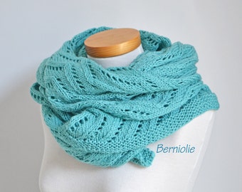 Lace knitted shawl, turquoise, aqua, blue,  READY TO SHIP, N371