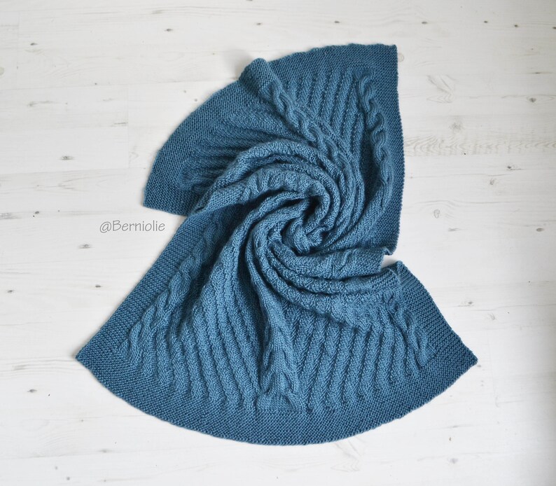 Knitted blanket home decor throw W870 blue
