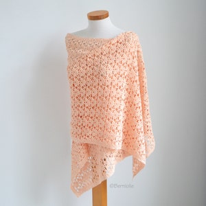 Crochet shawl, rectangle, peach, lace scarf, peach lace wrap, READY TO SHIP, Z1112 image 4