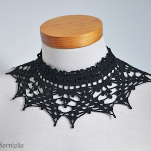 Lace crochet choker, black cotton, detachable removable collar necklace cotton lace crochet fake collar for clothes,P506