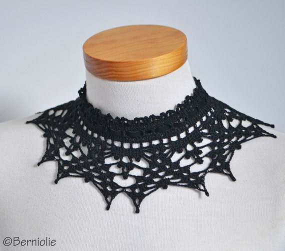 Crochet Black Tie Choker Crochet Choker Necklace Collar Lace