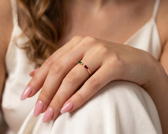 Personalized Birthstone Ring, Adjustable Ring, Custom Two Stone Ring, Mothers Ring, Family Jewelry, Gift for Her