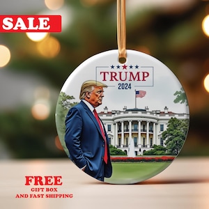 Trump to White House 2024 Ceramic Christmas Ornament