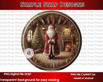 Primitive Santa, Christmas Decor, Digital Download, Vintage Holiday PNG, Rustic Christmas Art, Printable Christmas Art, Instant Download