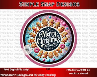 Merry Christmas, Gingerbread Cookies, Digital Download, Christmas Decor PNG, Festive Holiday Art, Printable Christmas Art, Instant Download