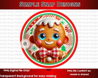 Gingerbread Boy PNG, Cute Christmas Digital Download, Holiday Decor, Festive Wall Art, Printable Christmas Design