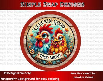 Chickens Digital Art PNG - Funny Chicken Illustration - Farmhouse Decor