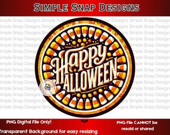 Happy Halloween Digital Download, Candy Corn PNG, Halloween Decor, Printable Halloween Art, Instant Download