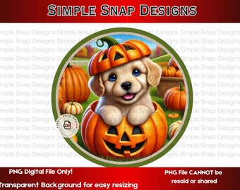 Pumpkin Puppy PNG, Cute Halloween Digital Download, Fall Puppy Art, Adorable Dog Graphic, Printable Halloween Decor