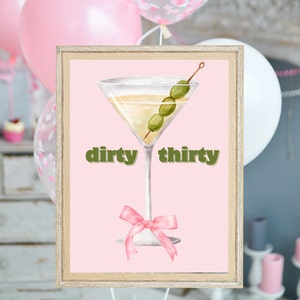 Dirty Thirty Martini Themed Geburtstagskarte, Poster Dekoration 30.Geburtstagsparty. Dirty Martini Themed Geburtstag Digitaldruck