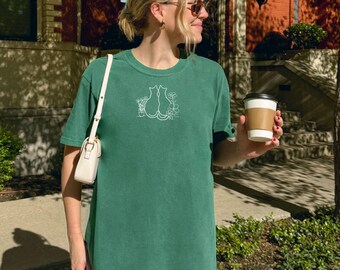 Floral Cat T-Shirt, Cat Lover Shirt