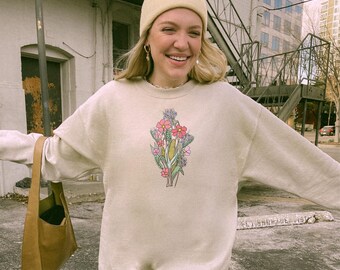 Corn Lover Sweatshirt, Cute Floral Corn Crewneck
