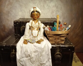 New Orleans VooDoo Marie Laveau Doll OOAK 18" Folk Art Primitive Regency Style