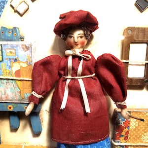 The Little Artist (La Petite Artiste) - OOAK Doll and Accessories in Vintage Shadow Box image 3