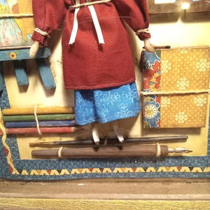 The Little Artist (La Petite Artiste) - OOAK Doll and Accessories in Vintage Shadow Box image 8