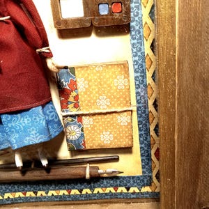 The Little Artist (La Petite Artiste) - OOAK Doll and Accessories in Vintage Shadow Box image 9
