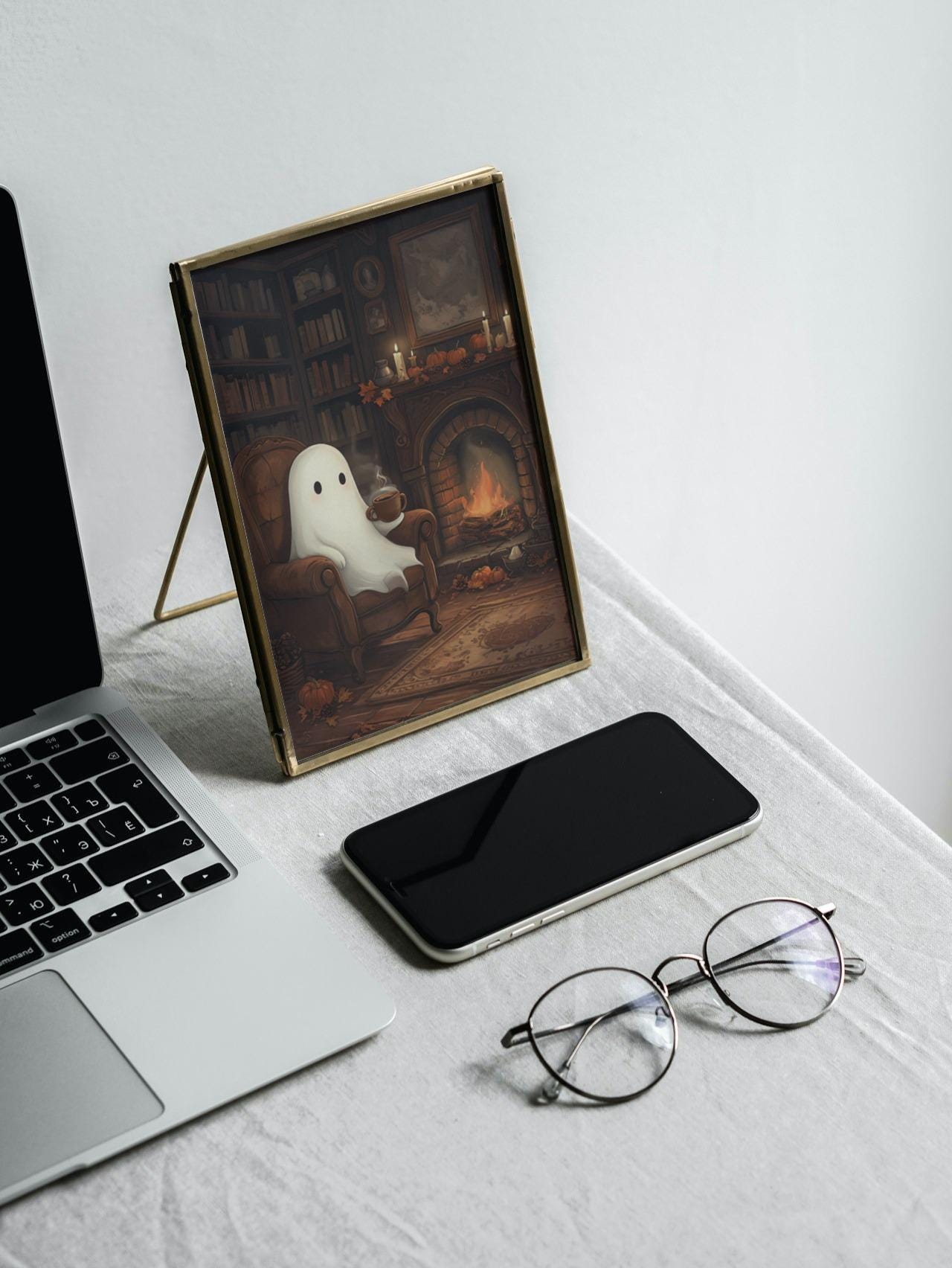 Fall Gost Vintage Cute Ghost | Fall Ghost | Ghost Wall Art | Ghost Wall Prints ...