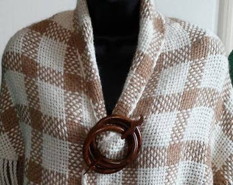 Fawn and White Alpaca Triangle Shawl