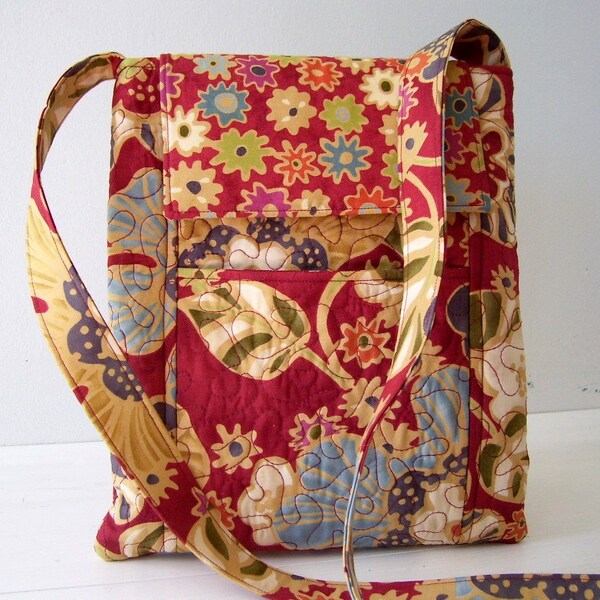 Cross Body Mini Messenger Bag Red Floral 9 By Sanae