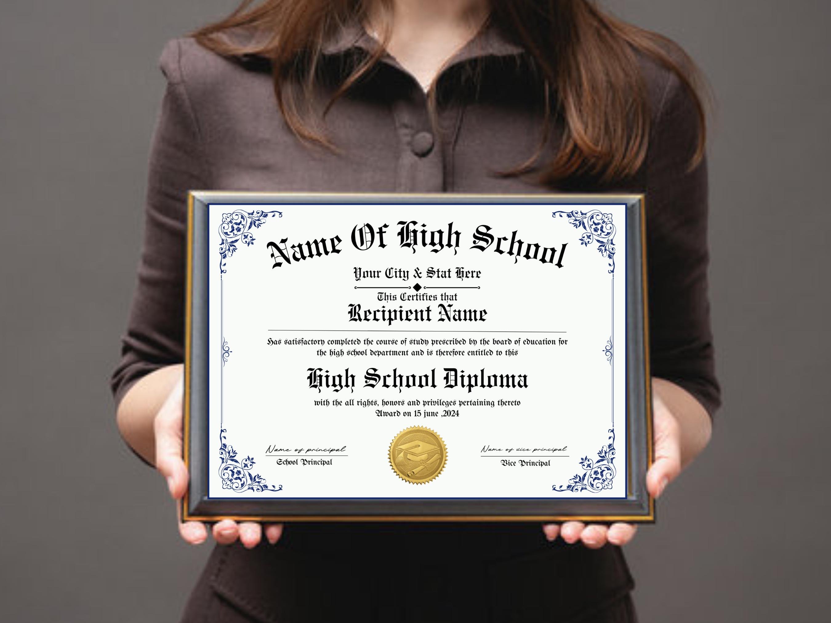 Printable High School Diploma Template, Homeschool Diploma Template ...