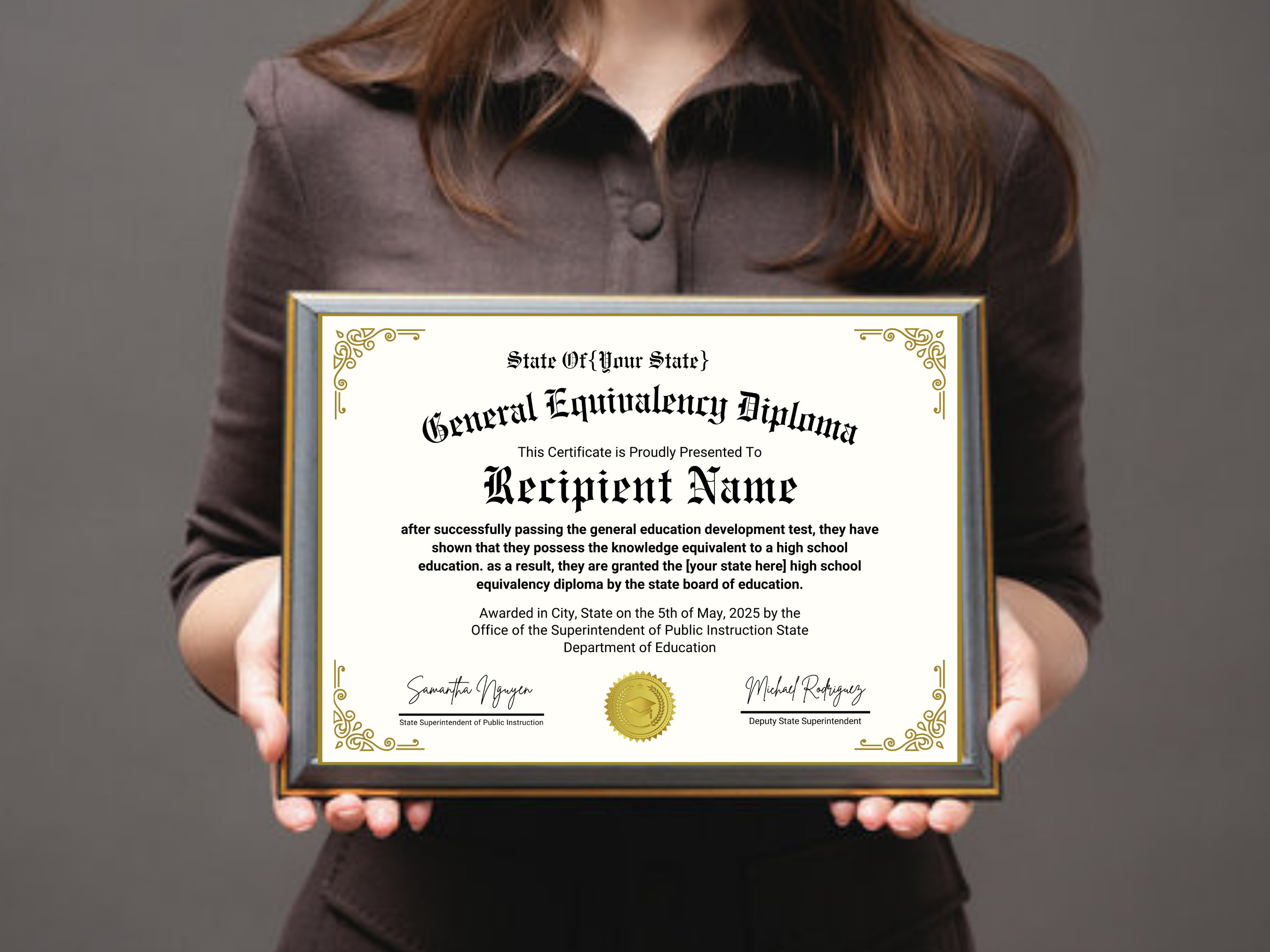 Printable GED Diploma Template High School Diploma School Equivalency Printable GED Diploma Template High School Diploma School Equivalency