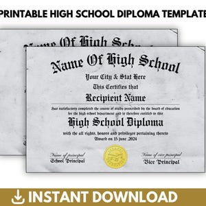 Abitur-Vorlage, Abitur-Diplom mit Gold-Siegel, Abschluss-Zertifikatsvorlage, bearbeitbare Vorlage, Sofort-Download