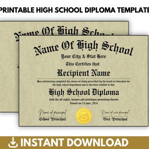 Bearbeitbare Abitur-Vorlage, Diplom-Replik-Vorlage, Homeschool-Diplomvorlage, Abitur, digitaler Download