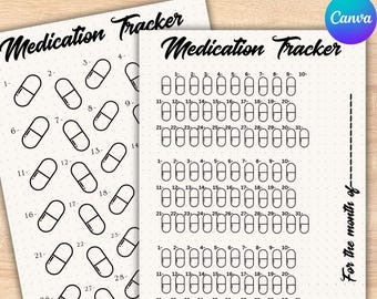Medication Tracker Template, Medication Tracker, Health Tracker, Pill Tracker, Track Medication, Instant Download, Meds Tracker
